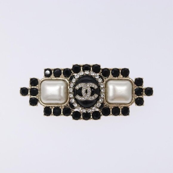 CHANEL COCO Mark Brooch metal Black CC Auth BA4085M - Picture 9 of 12